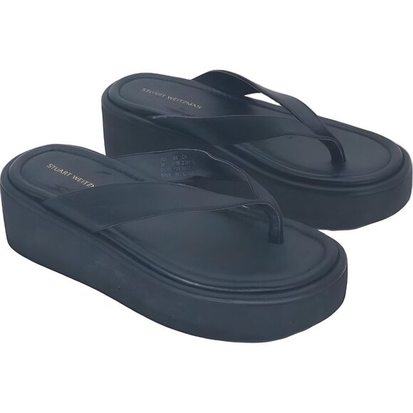 Stuart Weitzman Contempo Black Thong Flatform Sandal for Women Size 5.5B - Picture 4 of 6